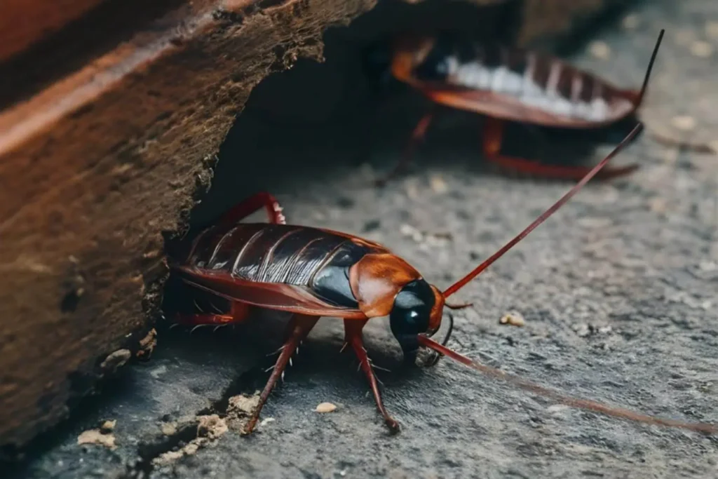 roaches leaving the hole in a wood